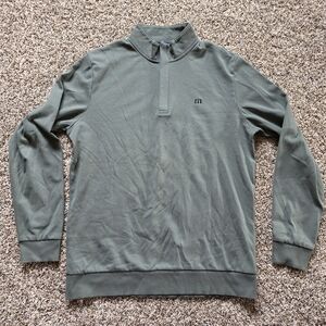 TravisMathew Men's Olive Green Half-Zip Pullover Medium